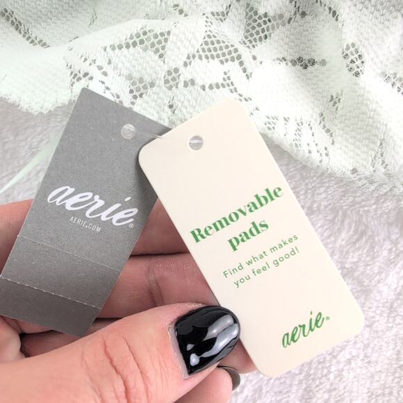 Aerie NWT Halter Lace Removable Pads Bralette Size Med Mint Green - Picture 4 of 8